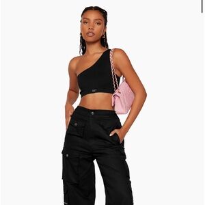 Black Set Active ribbed one shoulder bra size M